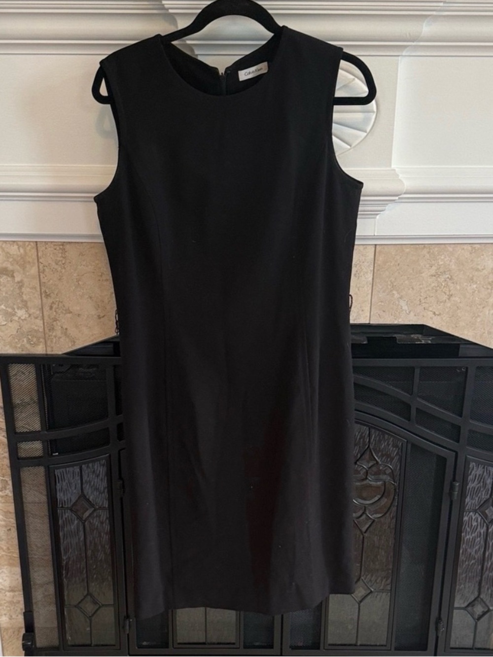 Calvin Klein Women's Black Sleeveless Sheath Dress Belted Career Office Size 10